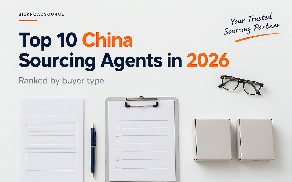 China sourcing agent evaluation desk with checklist on white