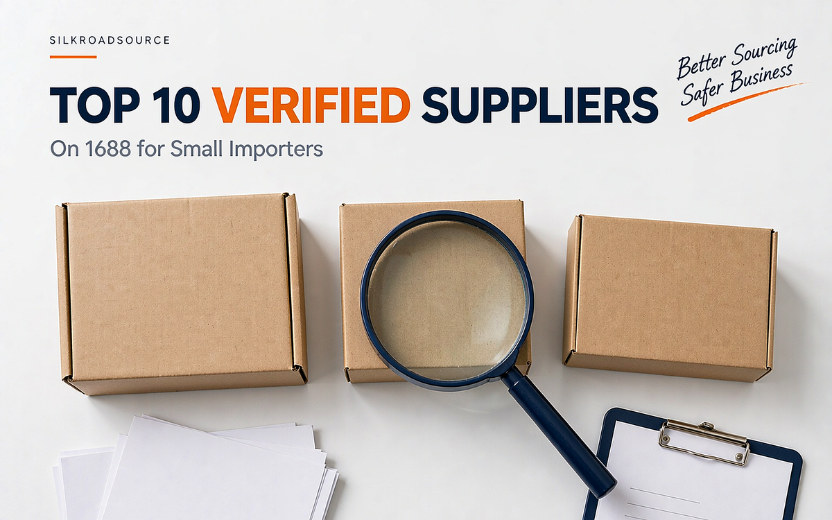 Desktop flat-lay of unbranded cartons, a shipping checklist and a magnifier prepared for supplier verification