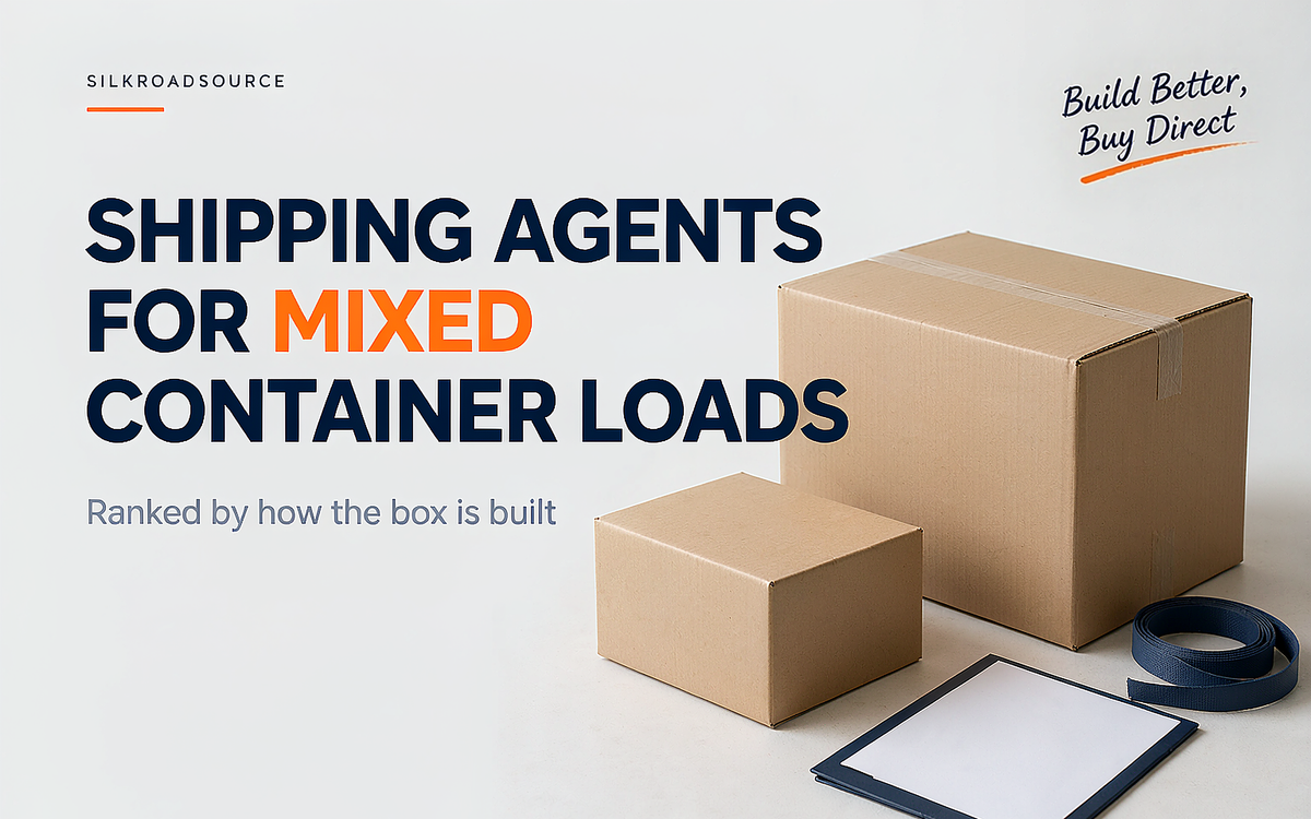 Shipping agents for small and mixed container loads cover with cartons, shared container and clipboards