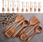 9-Piece Natural Wooden Kitchen Utensil Set Wholesale