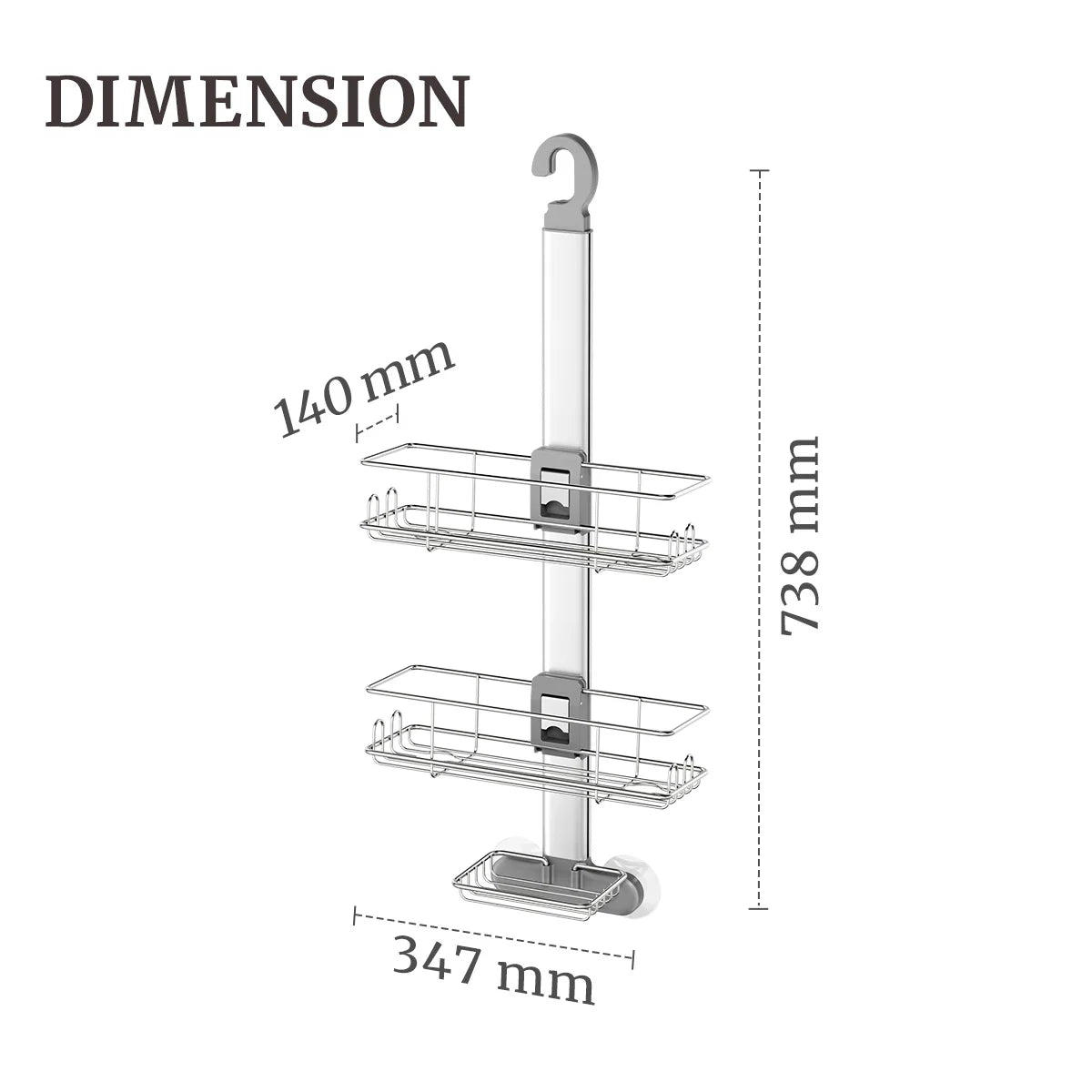 4-Tier Aluminum Corner Shower Caddy with Hooks for Wholesale