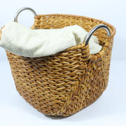 Woven PP Laundry Basket with Metal Handles for Wholesale