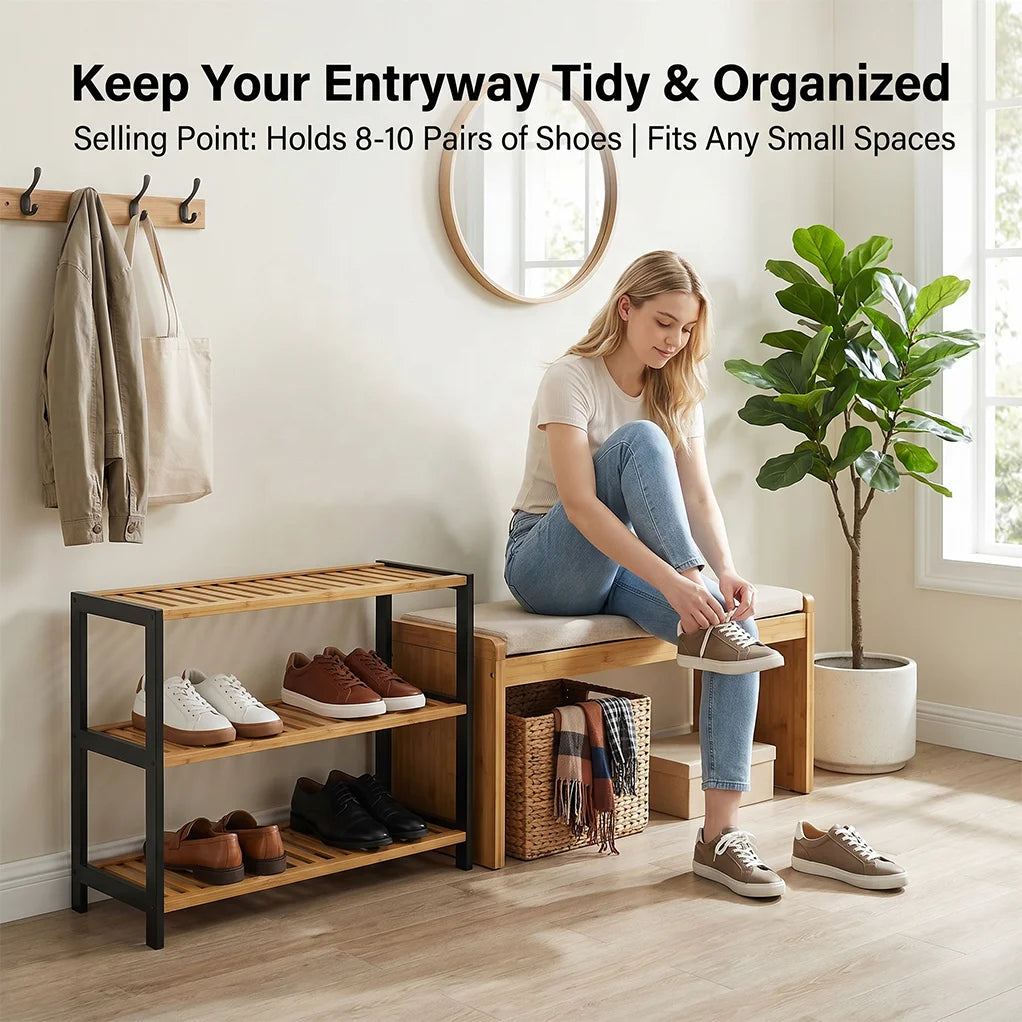 3-Tier Bamboo Shoe Rack for Wholesale