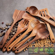 9-Piece Natural Wooden Kitchen Utensil Set Wholesale