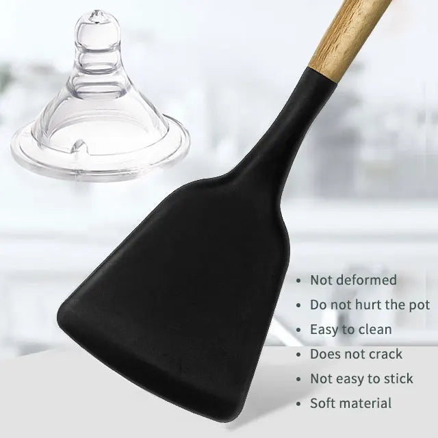24-Piece Silicone Kitchen Utensil Set with Wooden Handles Wholesale