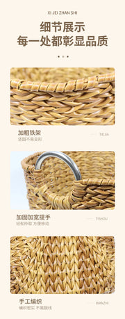 Woven PP Laundry Basket with Metal Handles for Wholesale