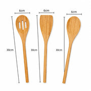 3-Piece Bamboo Kitchen Utensil Set with 30cm Handles Wholesale