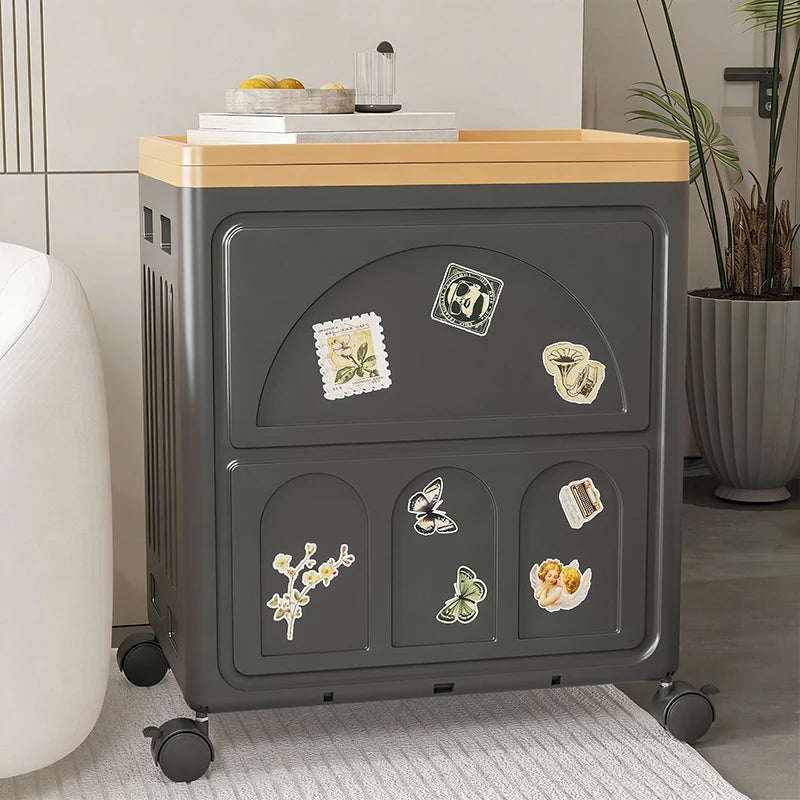Foldable Plastic Storage Box with Wheels for Home Organization