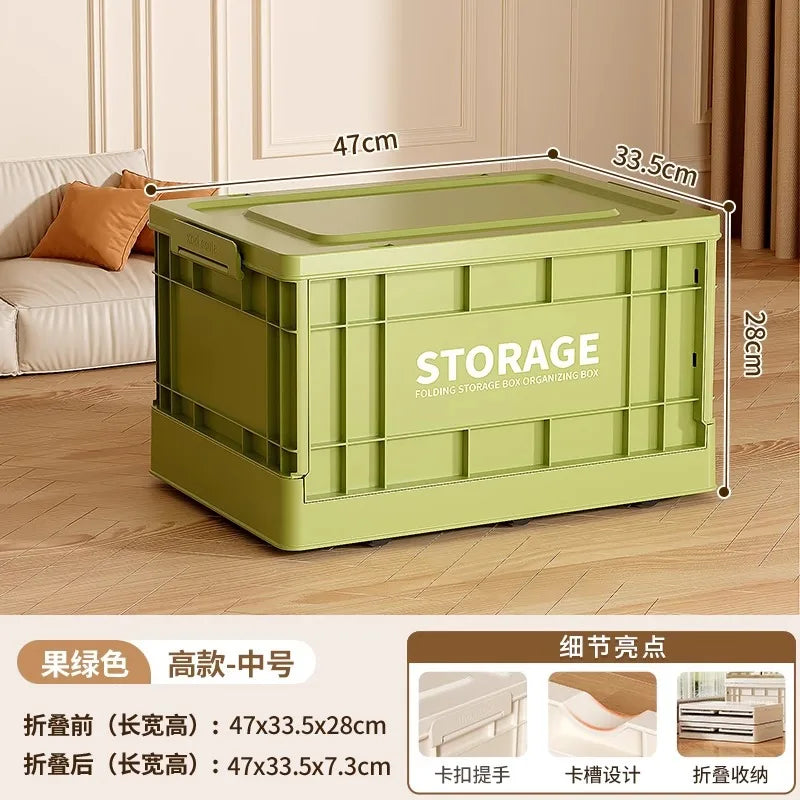 35L Foldable Plastic Storage Box with Wheels