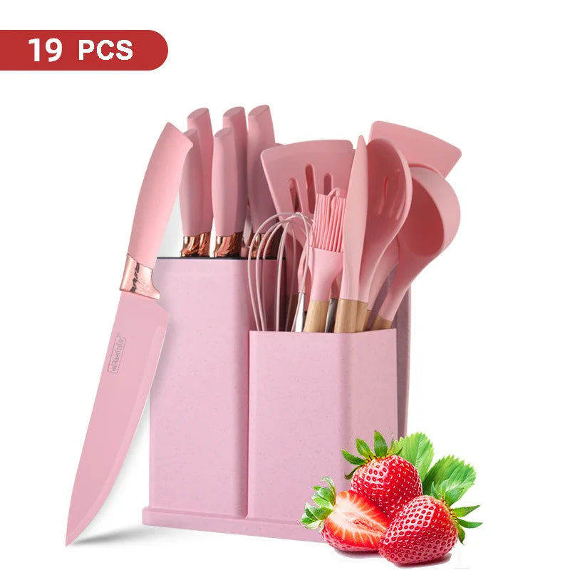 19-Piece Silicone Kitchen Utensil and Knife Set Wholesale