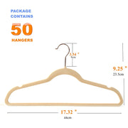 50-Pack Slim Velvet Clothes Hangers with Gold Hooks Wholesale