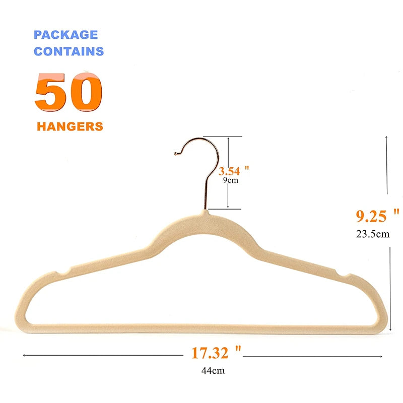 50-Pack Slim Velvet Clothes Hangers with Gold Hooks Wholesale