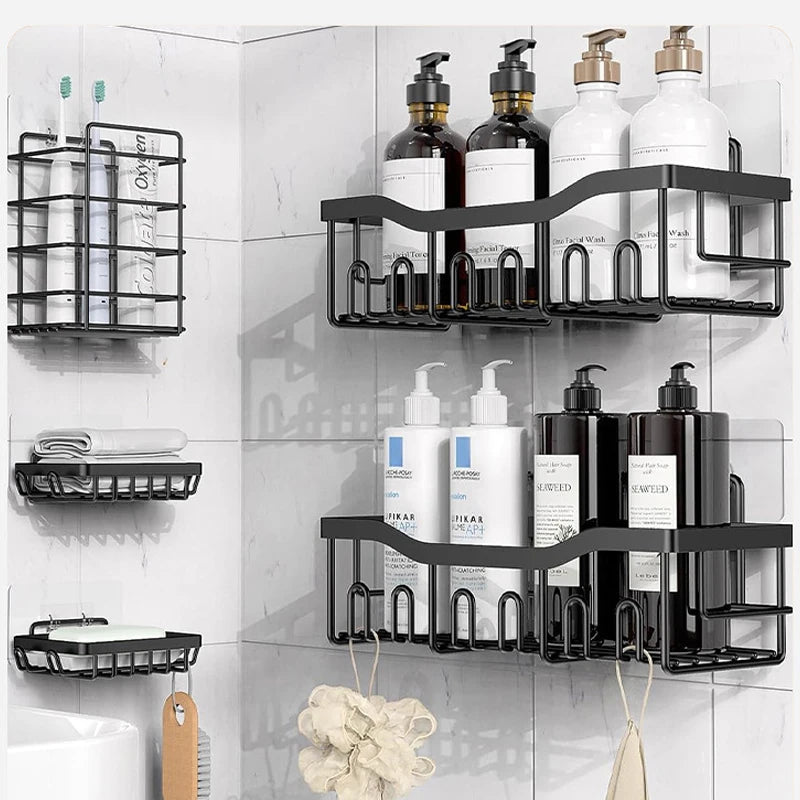 Adhesive Stainless Steel Shower Caddy Set for Wholesale