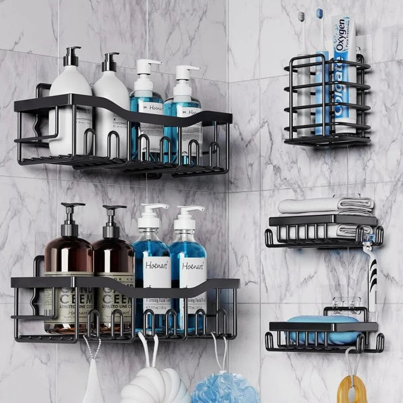 Adhesive Stainless Steel Shower Caddy Set for Wholesale