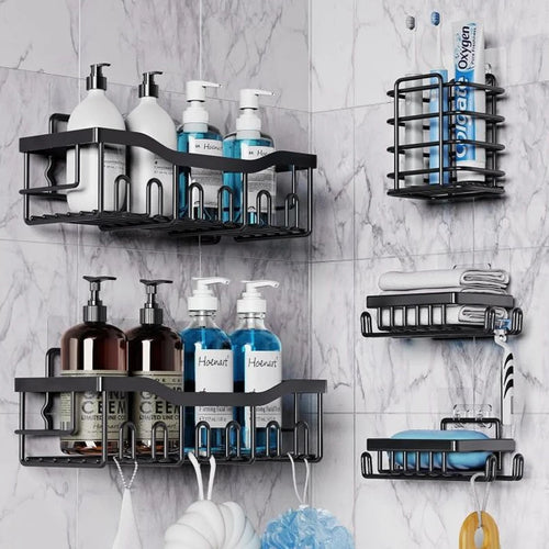 Adhesive Stainless Steel Shower Caddy Set for Wholesale