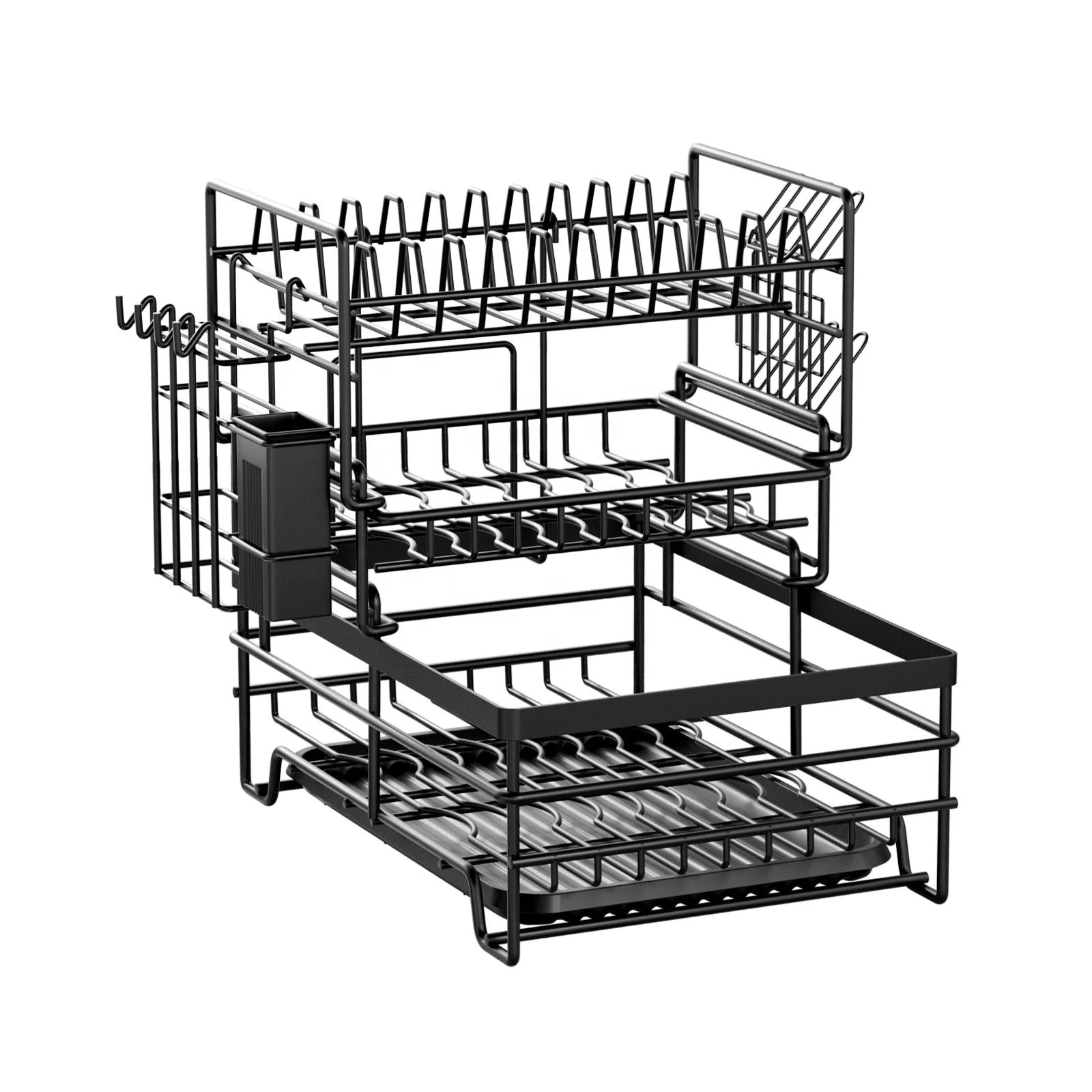 3-Tier Large Capacity Dish Drying Rack with Drainboard Wholesale
