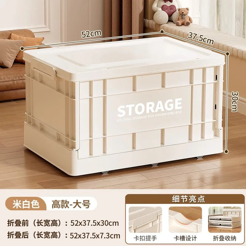 35L Foldable Plastic Storage Box with Wheels