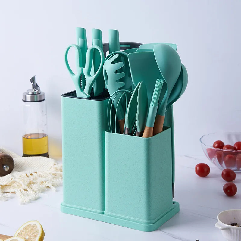 19-Piece Silicone Kitchen Utensil and Knife Set Wholesale
