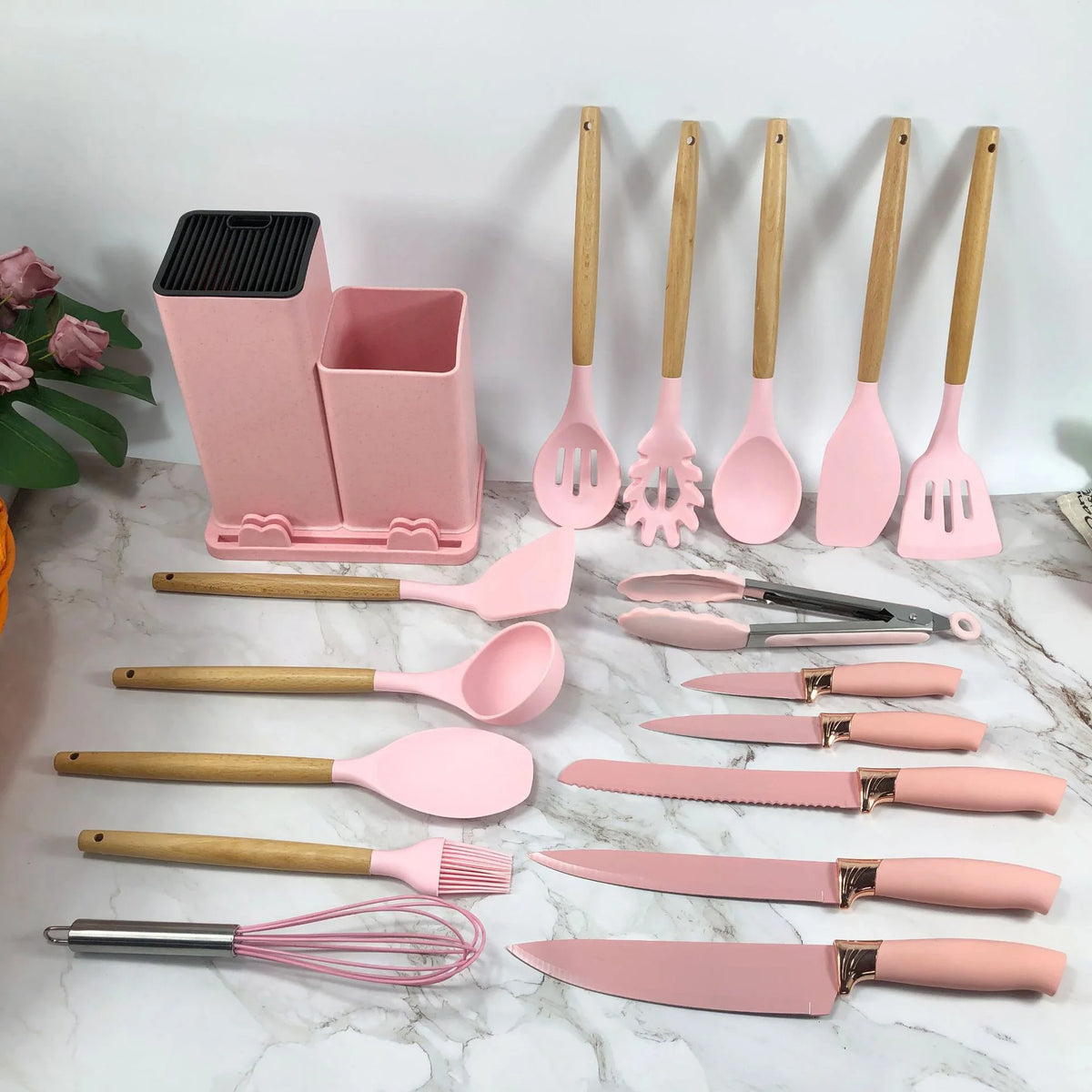 19-Piece Silicone Kitchen Utensil and Knife Set Wholesale
