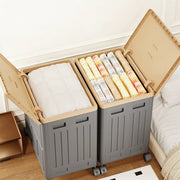 Foldable Plastic Storage Box with Wheels for Home Organization