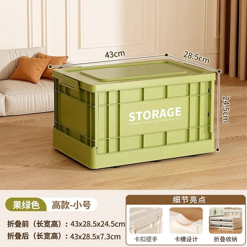 35L Foldable Plastic Storage Box with Wheels