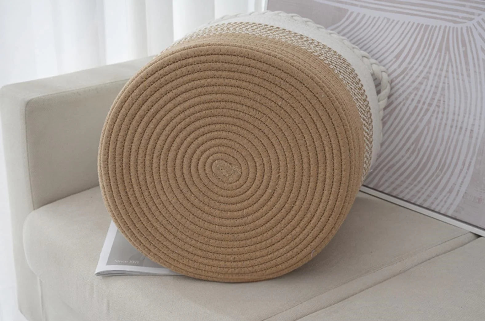 Large Woven Cotton Rope Laundry Basket with Handles for Wholesale