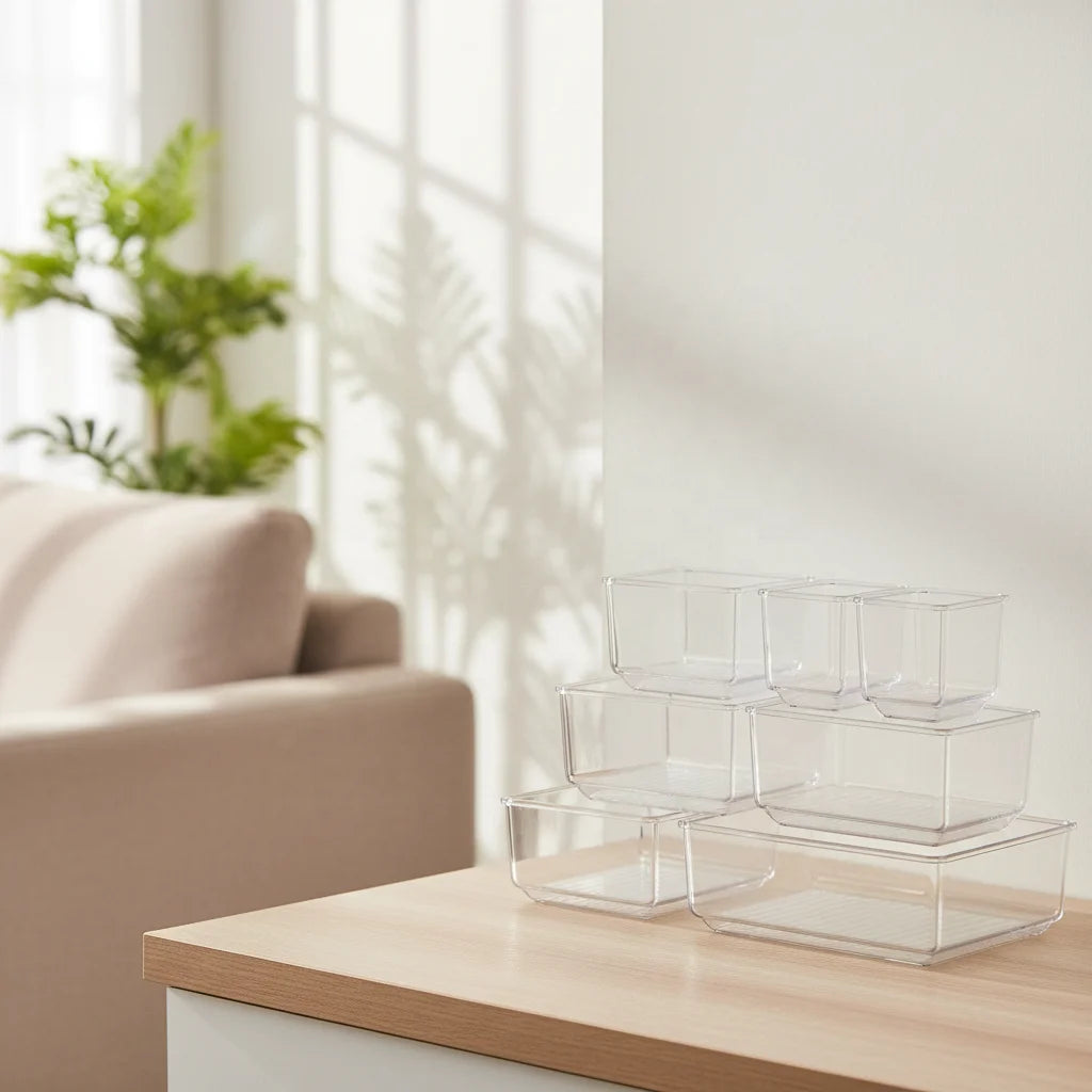 16-Piece Clear PP Drawer Organizer Set for Wholesale