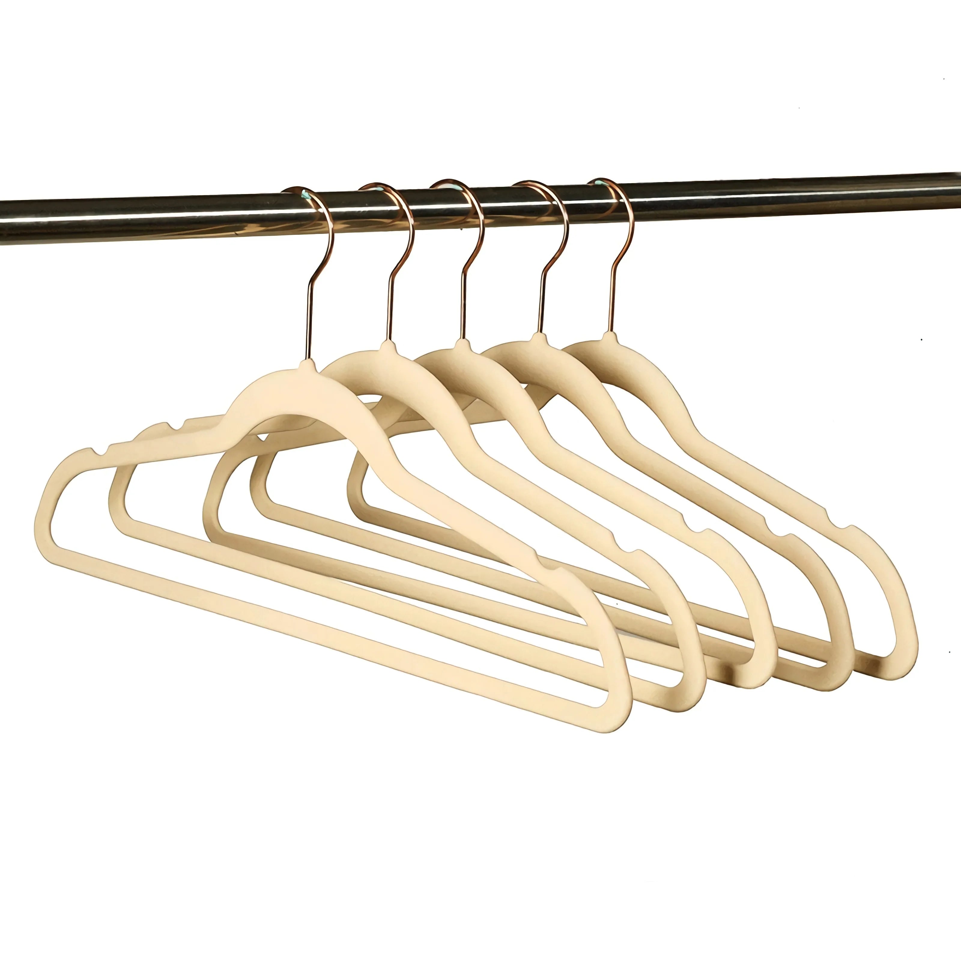 50-Pack Slim Velvet Clothes Hangers with Gold Hooks Wholesale