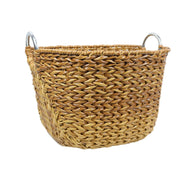 Woven PP Laundry Basket with Metal Handles for Wholesale