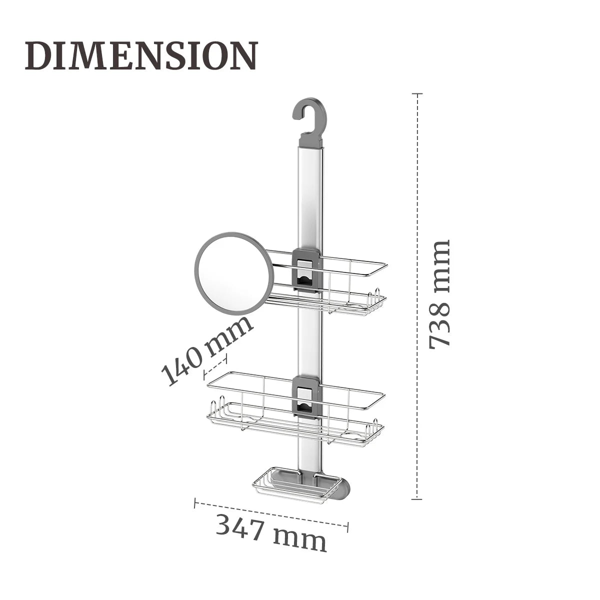 4-Tier Aluminum Corner Shower Caddy with Hooks for Wholesale