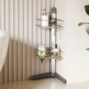 4-Tier Aluminum Corner Shower Caddy with Hooks for Wholesale