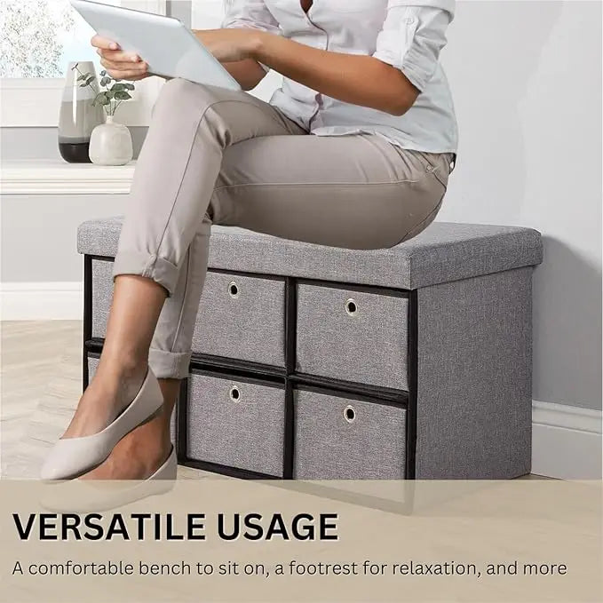 Foldable Fabric Storage Ottoman for Home Organization