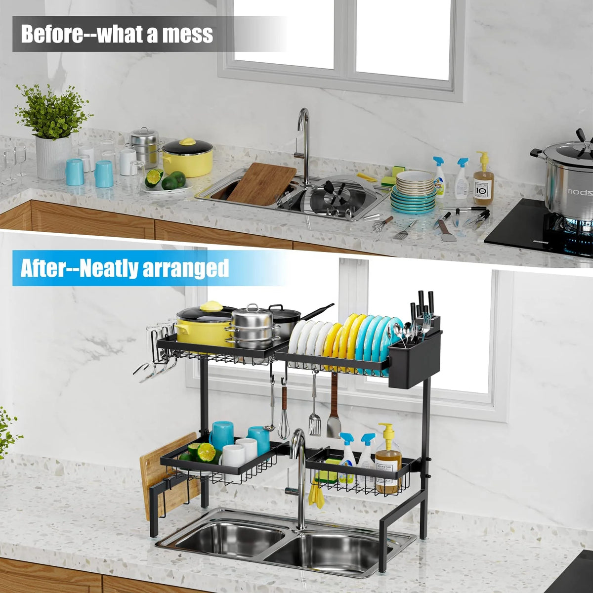 2-Tier Stainless Steel Dish Rack for Kitchen Counter Wholesale