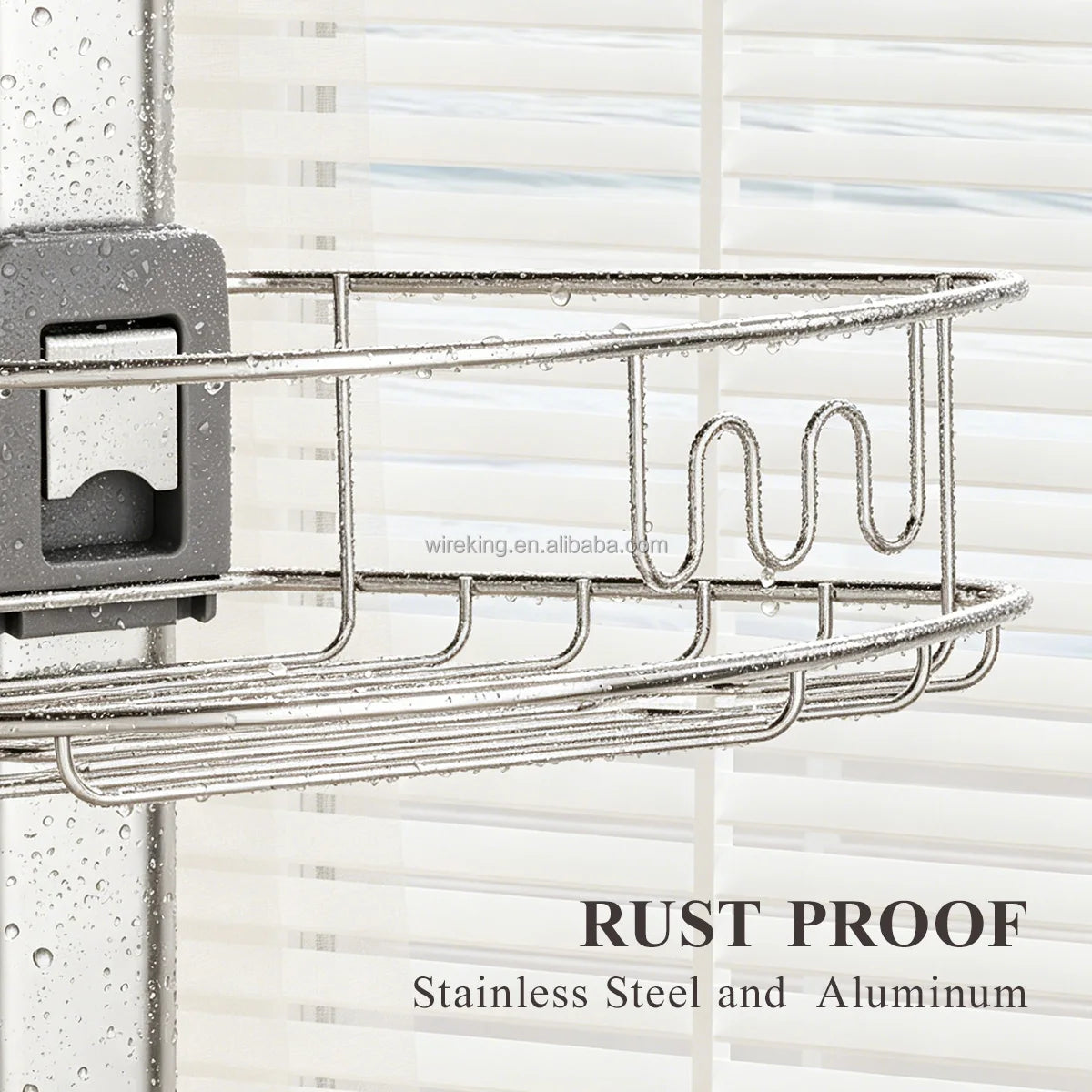 4-Tier Aluminum Corner Shower Caddy with Hooks for Wholesale