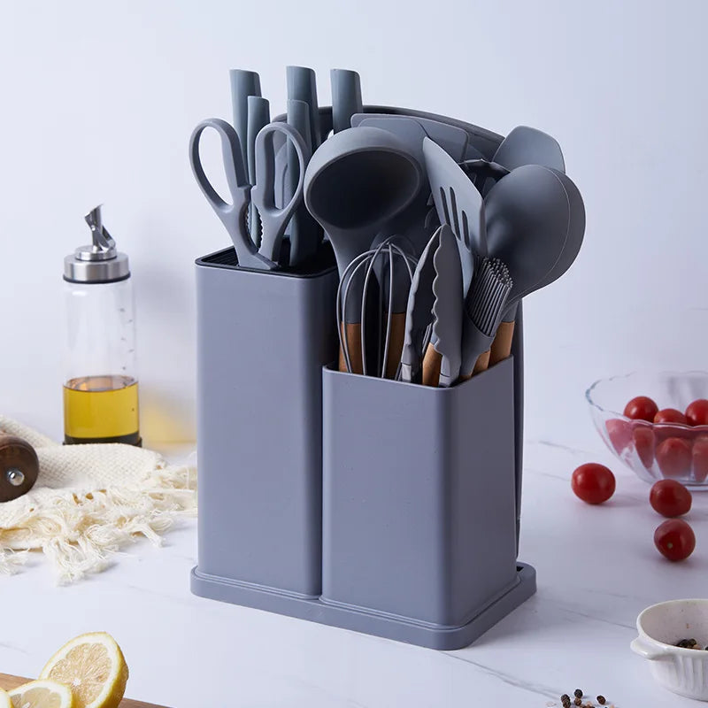 19-Piece Silicone Kitchen Utensil and Knife Set Wholesale
