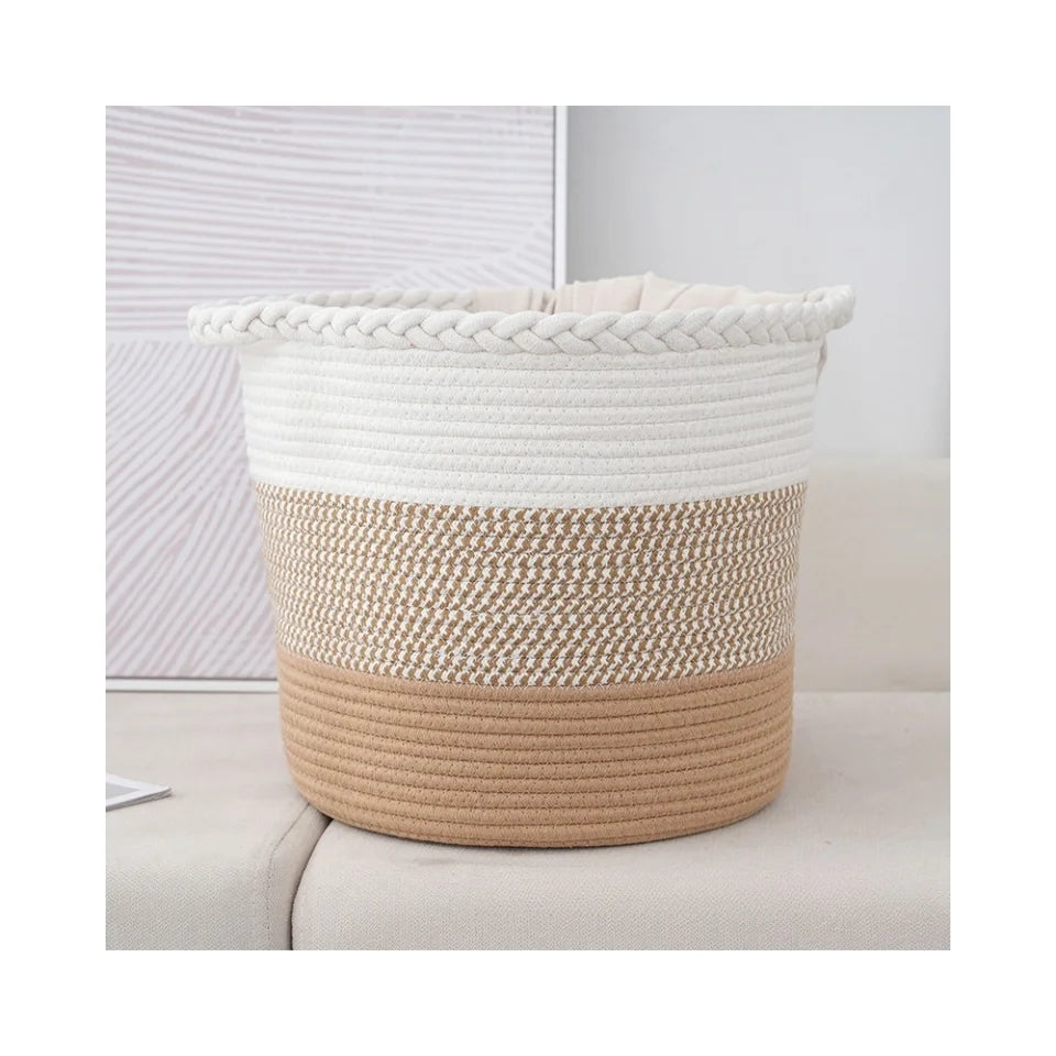 Large Woven Cotton Rope Laundry Basket with Handles for Wholesale