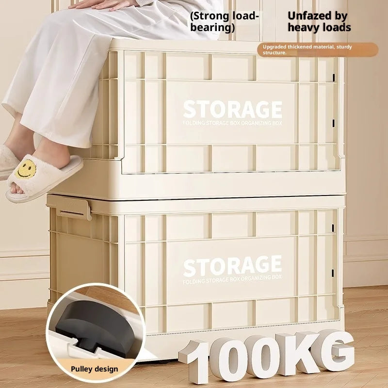 35L Foldable Plastic Storage Box with Wheels