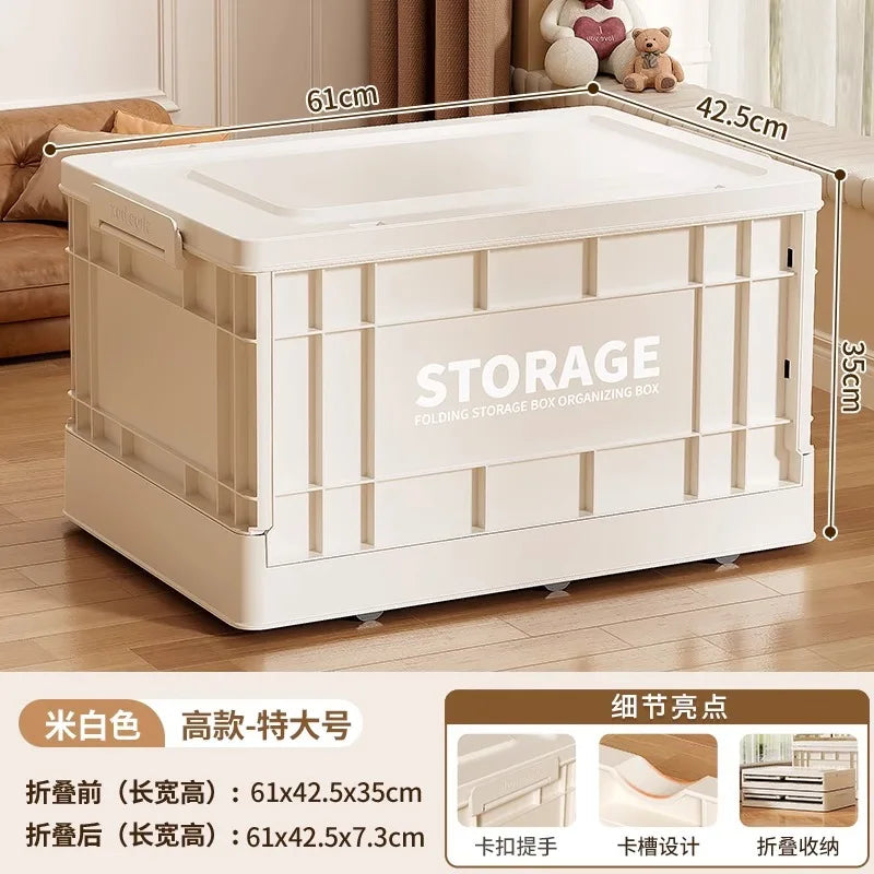 35L Foldable Plastic Storage Box with Wheels