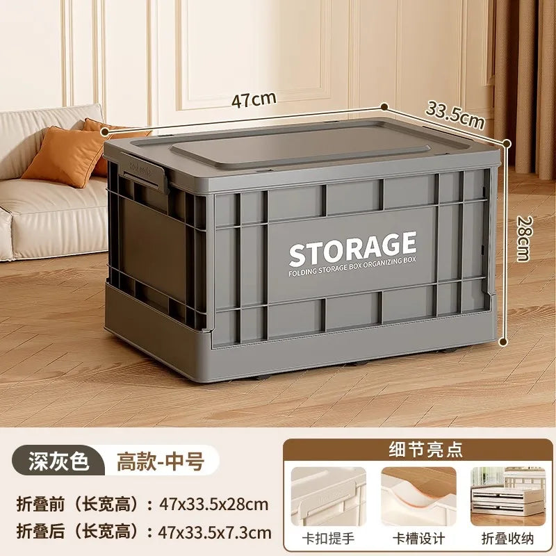 35L Foldable Plastic Storage Box with Wheels