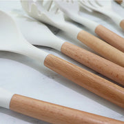 12-Piece Silicone Kitchen Utensil Set with Wooden Handles Wholesale