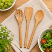 3-Piece Bamboo Kitchen Utensil Set with 30cm Handles Wholesale