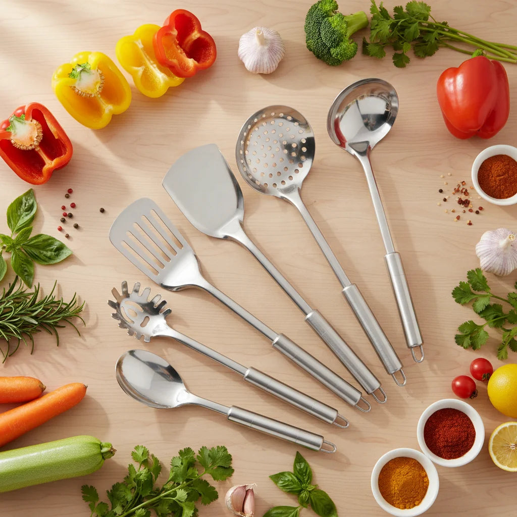 7-Piece Stainless Steel Kitchen Utensil Set with Stand Wholesale