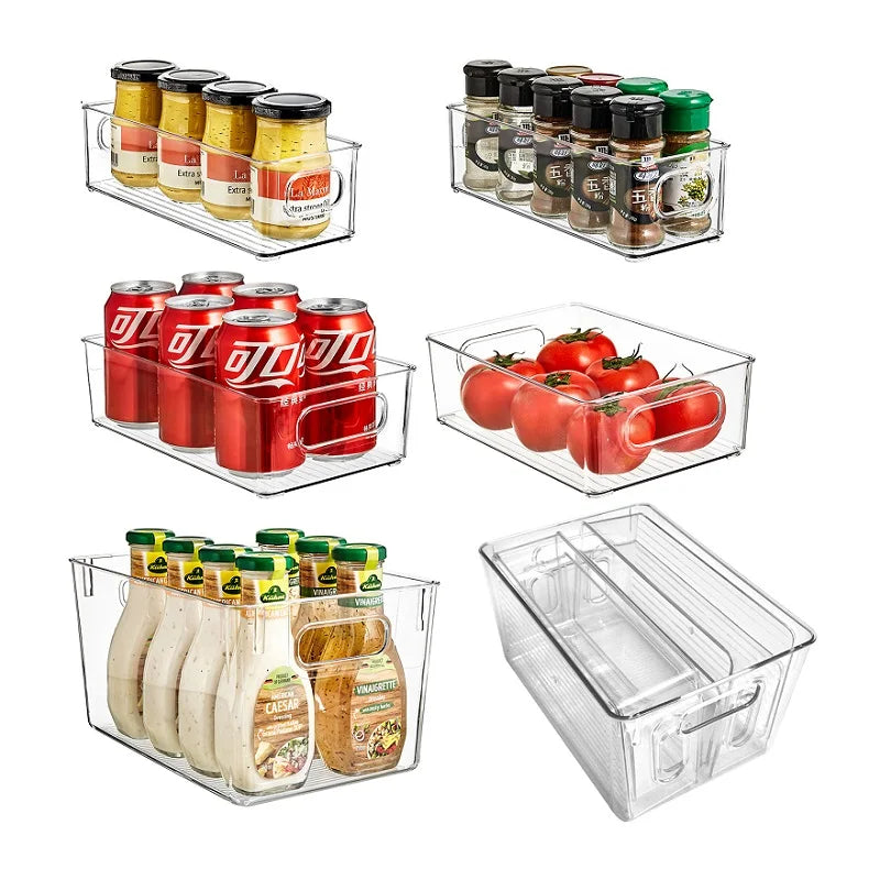 5-Pack Clear Plastic Storage Bins for Fridge and Pantry Wholesale
