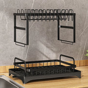 2-Tier Carbon Steel Dish Drying Rack with Drainboard Wholesale