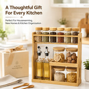 3-Tier Bamboo Spice Rack with 12 Glass Jars Wholesale