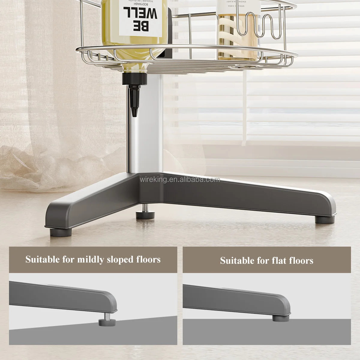 4-Tier Aluminum Corner Shower Caddy with Hooks for Wholesale
