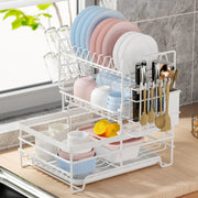 3-Tier Large Capacity Dish Drying Rack with Drainboard Wholesale