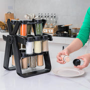 360° Rotating 2-Tier Spice Rack with 18 Glass Jars Wholesale