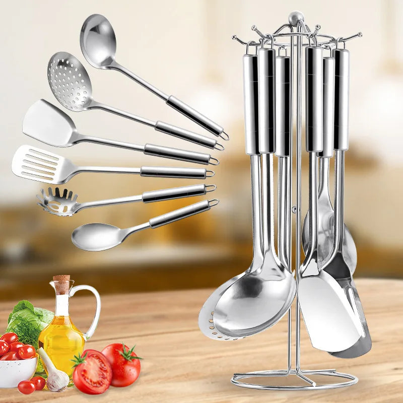 7-Piece Stainless Steel Kitchen Utensil Set with Stand Wholesale