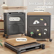 Foldable Plastic Storage Box with Wheels for Home Organization